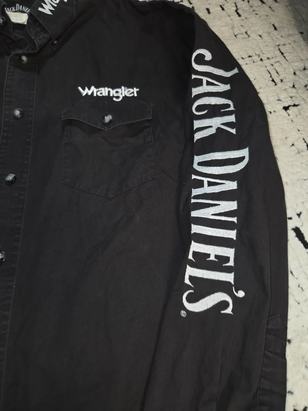 Wrangler x Jack Daniel's Black Long-Sleeve Western Shirt Jacket